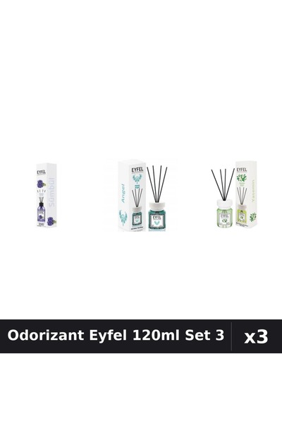 Eyfel Set 3 Odorizant Camera Betisoare 120ml - Angel, Iasomie, Zambile