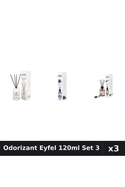 Eyfel Set 3 Odorizant Camera Betisoare 120ml - Bumbac, Zambile, Vanilie