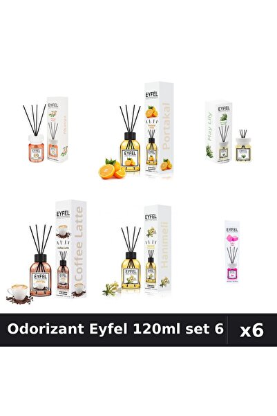 Eyfel Set 6 Odorizante Camera Betisoare - Acacia, Portocală, Cafea, Lacramioa...