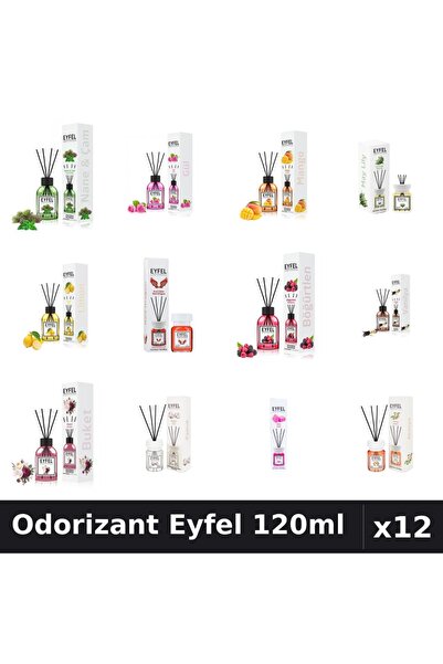 Eyfel Set 12 Odorizant Camera Betisoare 120ml - 12 Arome Asortate, Parfum Intens