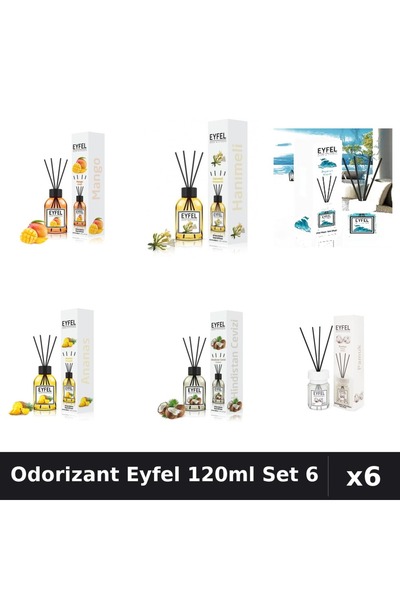 Eyfel Set 6 Odorizante Camera Betisoare - 6 Arome Asortate, 120ml Parfum