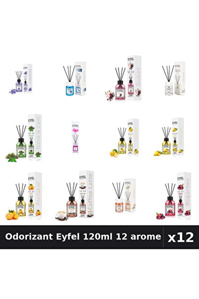 Eyfel Set 12 Odorizante Camera Betisoare 120ml - 12 Arome Asortate, Parfum In...