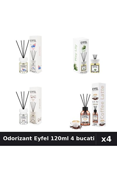 Eyfel Set 4 Odorizant Camera Betisoare 120ml - Orhidee, Lacramioare, Bumbac, ...