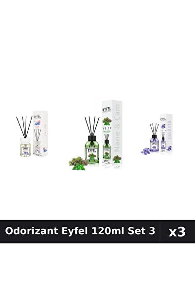 Eyfel Set 3 Odorizant Camera Betisoare 120ml - Lavanda, Orhidee, Pin Menta