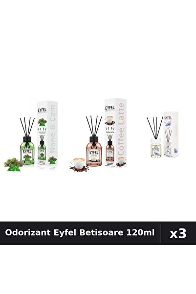 Eyfel Set 3 Odorizant Camera Betisoare 120ml - Cafea, Orhidee, Pin Si Menta