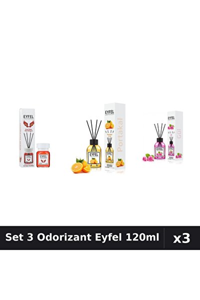 Eyfel Set 3 Odorizante Camera Betisoare, Portocala, Red Dragon, Trandafir, 12...