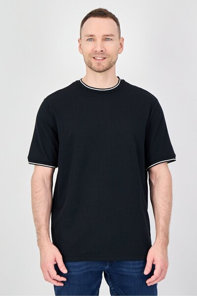 Palm Beach Men Crew Neck Plain Short Sleeve T-Shirt, Black
