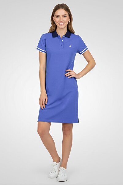 Nautica Women Embroidered Logo Polo Dress, Blue