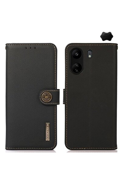 KHAZNEH Custer Leather Θήκη Πορτοφόλι Black (Xiaomi Redmi 13C/Poco C65)