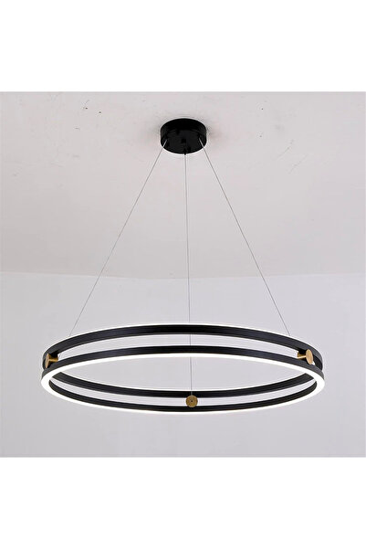 Jiju Lustră LED minimalistă Ring, diametru 60 cm, negru, WiFi, 3 lumini dimabile