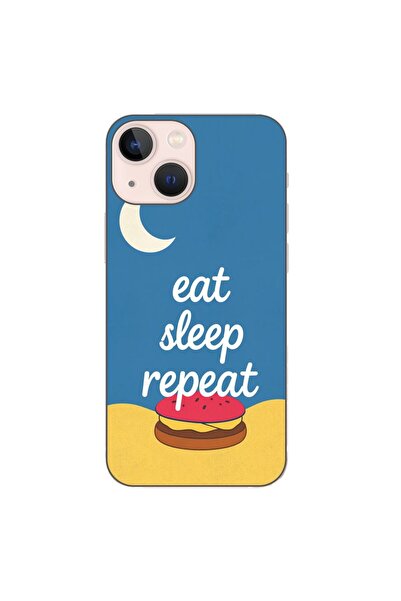 OEM Husa compatibila cu Apple iPhone 13 Mini Silicon Gel Tpu Model Eat Sleep ...
