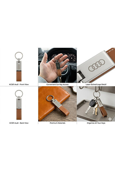 Generic Premium Leather & Stainless Steel Luxury Car Keychain – Elegant Desig...