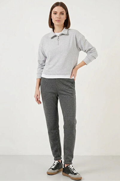 buğrahayalin Women's Regular Waist Elastic Leg Antracite Sweatpants