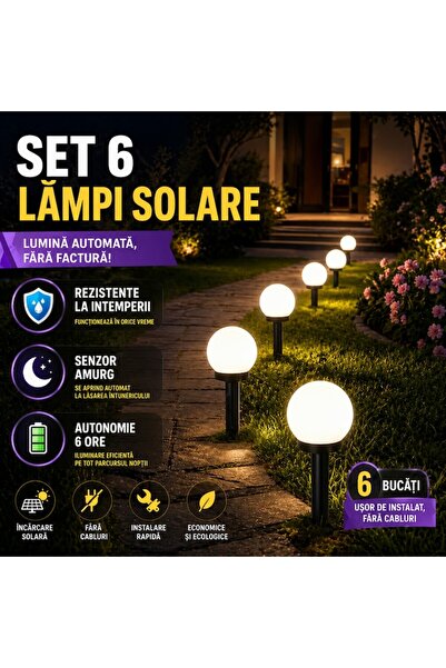 SMARTECH Set de 6 lămpi solare sferice de grădină