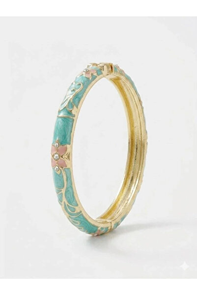 Marsilyan Ieg - Ocean Bloom Blue & Pink Enamel Embellished Cuff Bracelet - Kb...