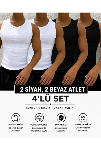 Livik Erkek Halter Yaka Slimfit Fitilli Sporcu Likralı Atlet
