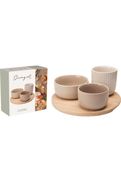 Excellent Houseware Set servire Excellent Houseware, 4 piese, ceramica/bambus...