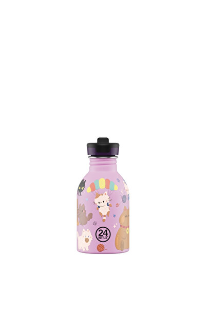 24 Bottles Kids Bottle Meow Friends Pipetli Paslanmaz Çelik Çocuk Su Matarası...