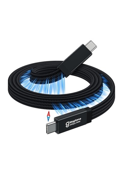 Magtame Cablu magnetic spiralat USB-C la USB-C 240W 20Gbps 8K Împletit 1m Înc...