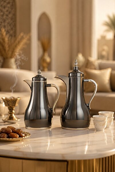 Generic Trumis Set in Mirror Black and Silver Color with Capacity (1L+1L).