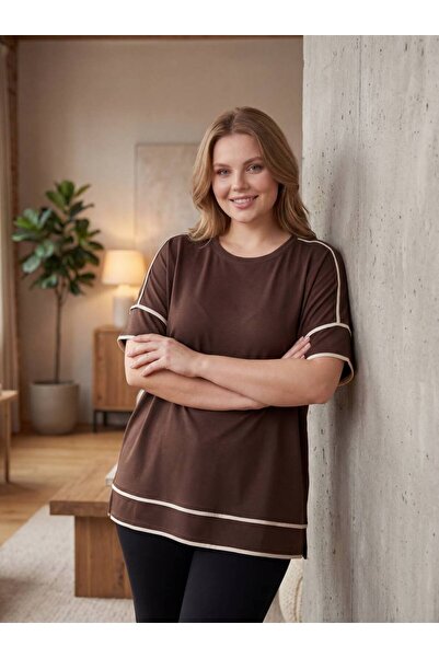 QUAWEAR Βαμβακερό χτενισμένο T-Shirt με λαιμόκοψη