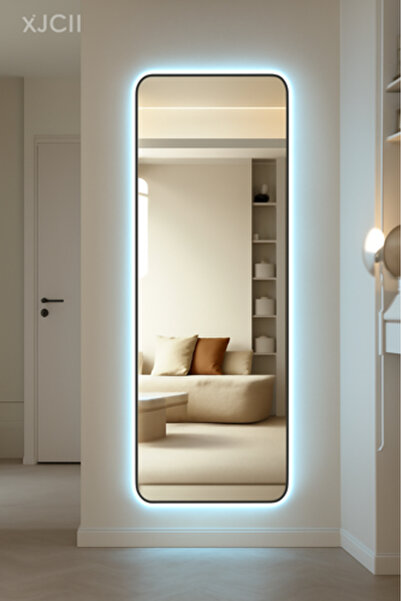 bity thok Black Framed Three Color Led Electric Mirror - 180 X 60 cm
