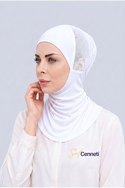 Şalcenneti.com Airy Mesh Ninja Cap-Under Shawl and Scarf Cap- White Color