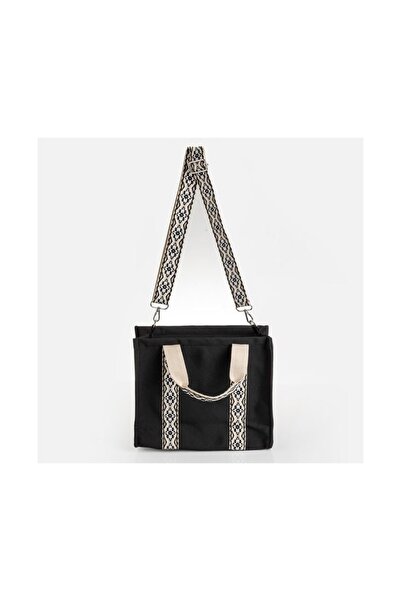 OEM Black Textile Shoulder Bag with Patterned , Modern Accessory for Beach an...
