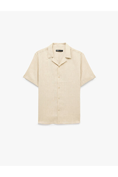 Koton Regular Fit Short Sleeve Turn-Down Collar Linen Shirt