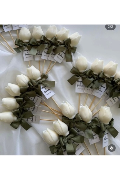 MİLE CONCEPT Kişiye Özel Düğün|nişan|söz Hediyelik Lale mum palace candle - 1...