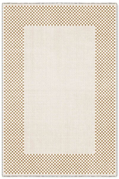 Pastel Home Modern Tasarım Bej Sarı Hardal Çerçeveli Şönil Halı Kilim Yolluk ...