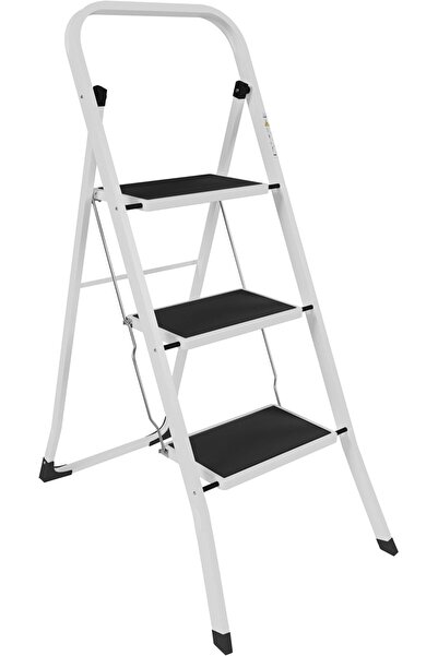 genric Home Vida 3-step ladder, heavy-duty steel, foldable, portable with ant...