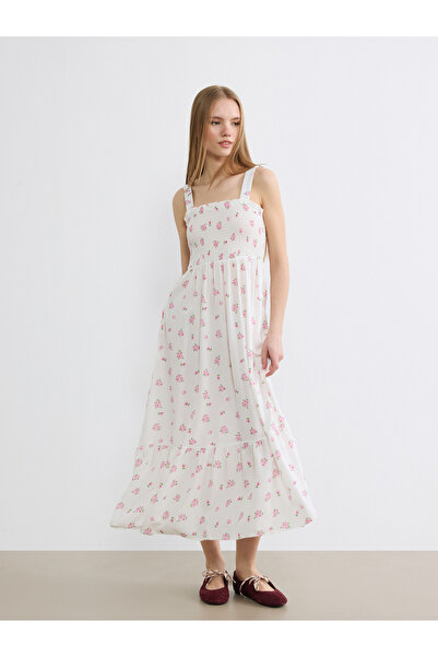 LC Waikiki Ruched Floral Maxi Dress