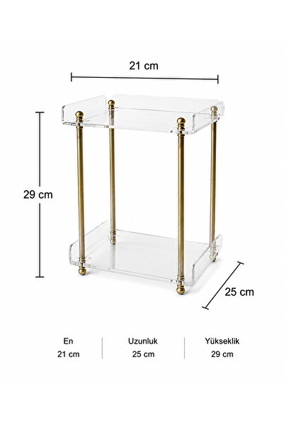 B&G HOME DESIGN Pleksi 2 Katlı Dekoratif Düzenleyici Stand Eskitme Ayaklı Şef...