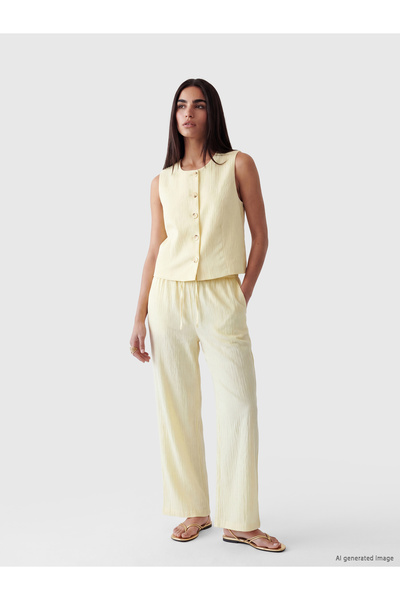 LC Waikiki Elastic Waist Textured Women's Trousers