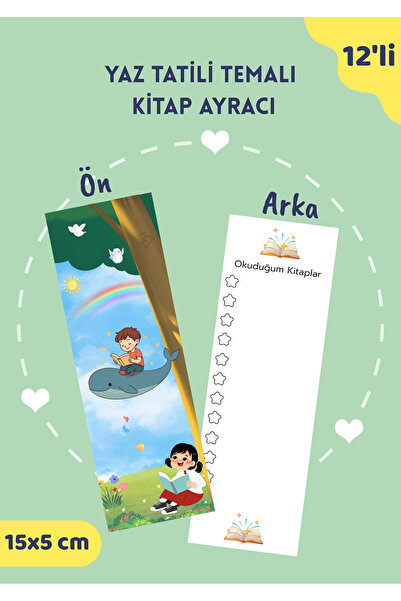 Miko Miko Şeyler 12'li Yaz Tatili Temalı Kitap Ayracı / Özel Tasarım, Hediyel...