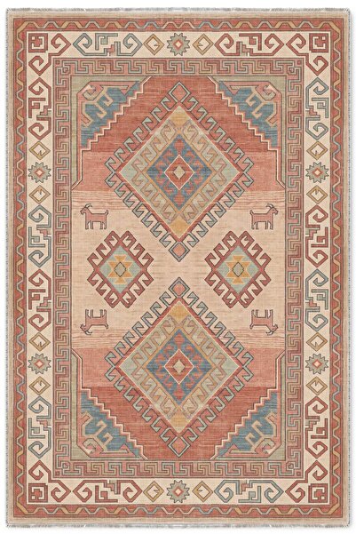 Pastel Home Tribal Klasik Şönil Halı Kilim Yolluk Kaymaz Yıkanabilir Salon Mu...
