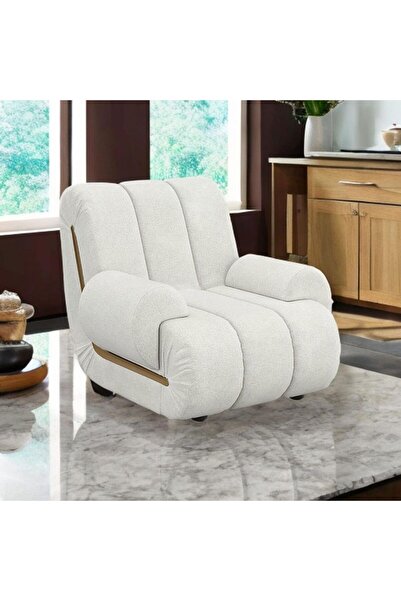 homejoyz Armchair Boucle Fabric and Svedy Wood-Tiara-80X80X78 cm