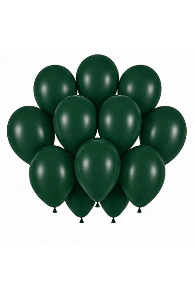 BeySüS Dark Green Color Latex Pastel Balloon (30 cm) - 12 Pieces