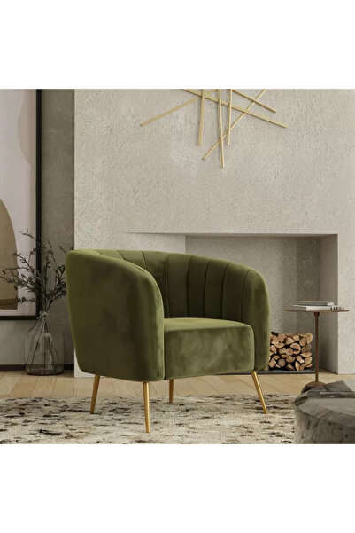 homejoyz كرسي بذراعين قماش مخمل وخشب سويدي – سيلفيا – 85×80×85 سم