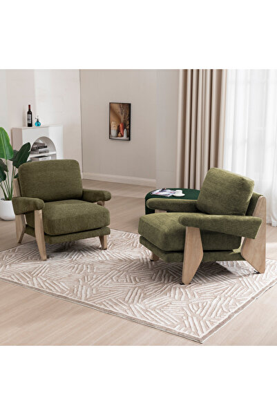 homejoyz كرسي بذراعين قماش كتان وخشب سويدي – سيلفا – 76×95×83 سم
