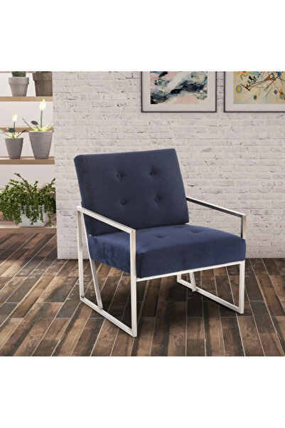 homejoyz Velvet and Wood Armchair Suede - Indigo - Venice - 90X85X85 cm