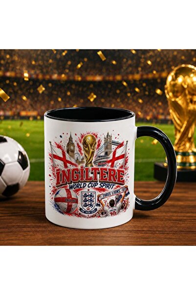 Bk Gift كأس أسود بتصميم كأس العالم لكرة القدم مع تصميم مشجعي إنجلترا
