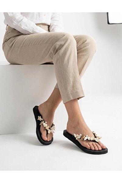 E evalupe Sahra Special Design Handcrafted Flip-Flops with Sea Shells and Pea...