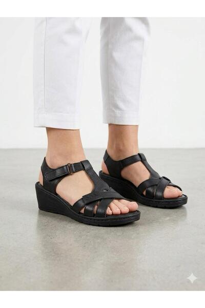Lütfi Women's Genuine Leather Orthopedic Soft Sole Daily Comfortable Sandals