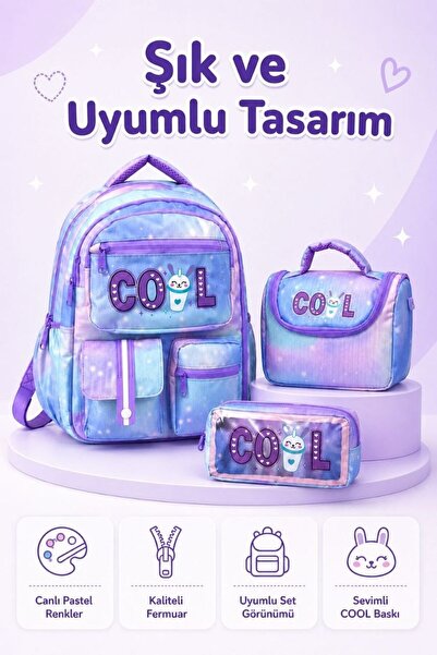 ÇANTAM GELSİN Set de genți pentru școala primară, model coreean, 3 piese, ruc...