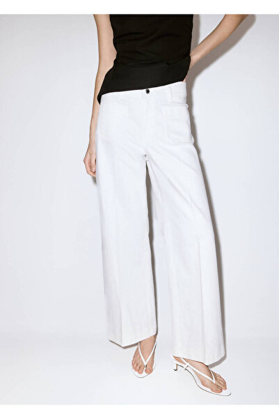 MANGO Woman Yüksek bel wide leg jean pantolon
