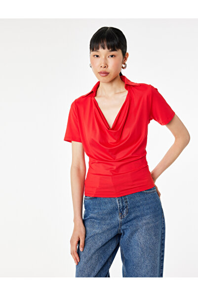 Koton Slim Fit Polo Collar Short Sleeve Blouse