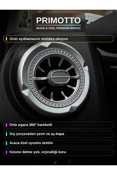 PRIMOTTO Citroen Nemo Uyumlu Metalik Premium Menfez 4 ADET (Işıksız)