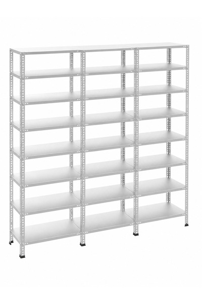ALANRAF 8 Katlı 3'lü Galvaniz Çelik Raf 31x93x200 cm Depo, Arşiv, Kiler, Dosy...